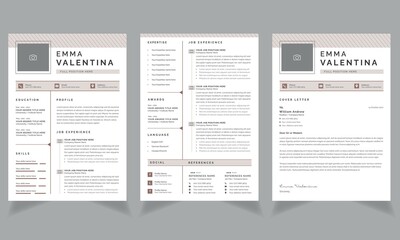  Resume Layout with Cover Letter header Accents 