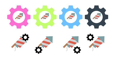 Rocket fireworks usa flag vector icon in gear set illustration for ui and ux, website or mobile application
