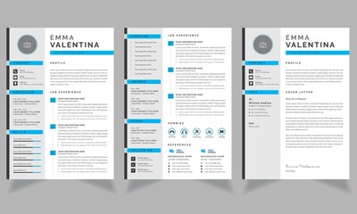 Modern Resume Layout blue Line Accents 