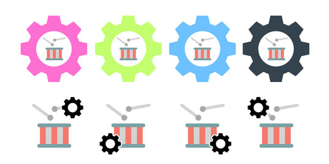 Drum music usa flag vector icon in gear set illustration for ui and ux, website or mobile application