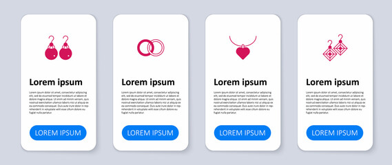 Set Earrings, Necklace with heart shaped, Wedding and . Business infographic template. Vector