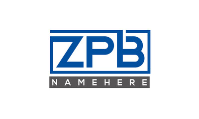 ZPB Letters Logo With Rectangle Logo Vector