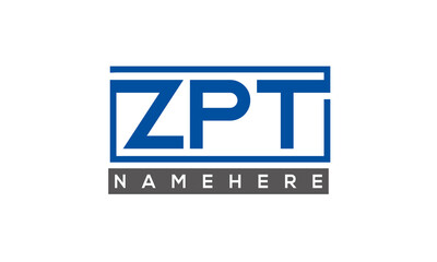 ZPT Letters Logo With Rectangle Logo Vector