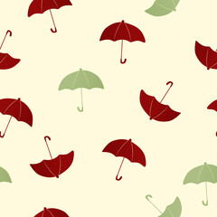 Fototapeta na wymiar Green seamless pattern background, umbrella illustration vector