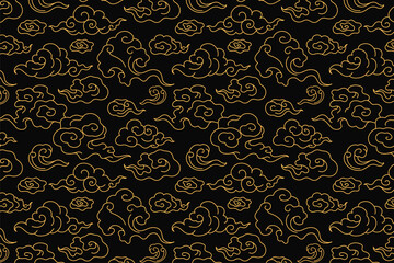 Cloud background, seamless Chinese oriental pattern vector - 465485987