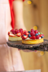 Cake with berries, delicious tartlet. High quality photo