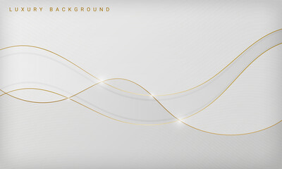 White luxury background with golden curve line elements.
