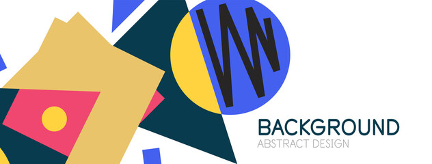Abstract background. Blocks, lines, triangles, circles composition. Techno or business concept for wallpaper, banner, background, landing page