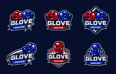 Glove boxing sport logo set