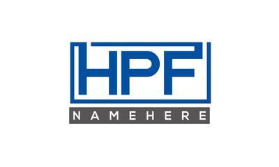 HPF Letters Logo With Rectangle Logo Vector 