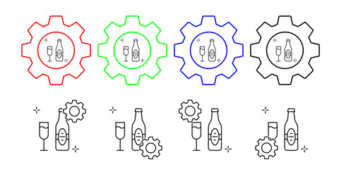 Wine, addictions, goblet vector icon in gear set illustration for ui and ux, website or mobile application