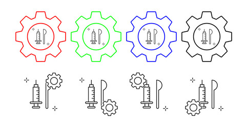 Heroin, injector, spoon vector icon in gear set illustration for ui and ux, website or mobile application