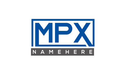 MPX Letters Logo With Rectangle Logo Vector 