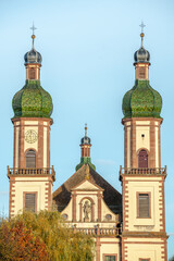 Fototapeta na wymiar St Maurice abbey church in Ebersmunster in Alsace.