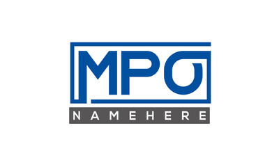 MPO Letters Logo With Rectangle Logo Vector 