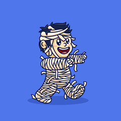 Cute Mummy Walking Halloween Event Cartoon