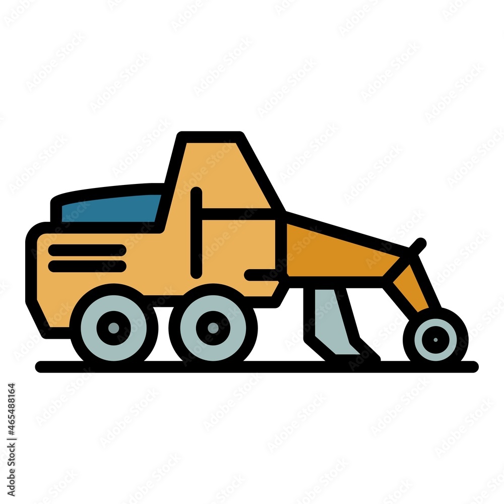 Poster grader vehicle icon. outline grader vehicle vector icon color flat isolated