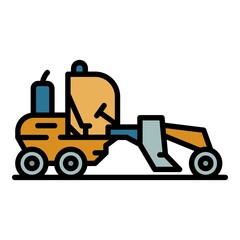 Heavy grader machine icon. Outline heavy grader machine vector icon color flat isolated