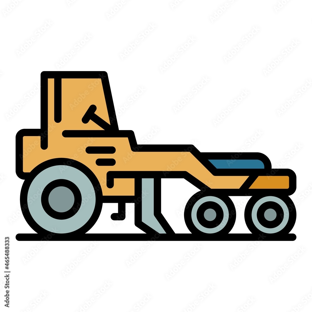 Poster industry grader machine icon. outline industry grader machine vector icon color flat isolated