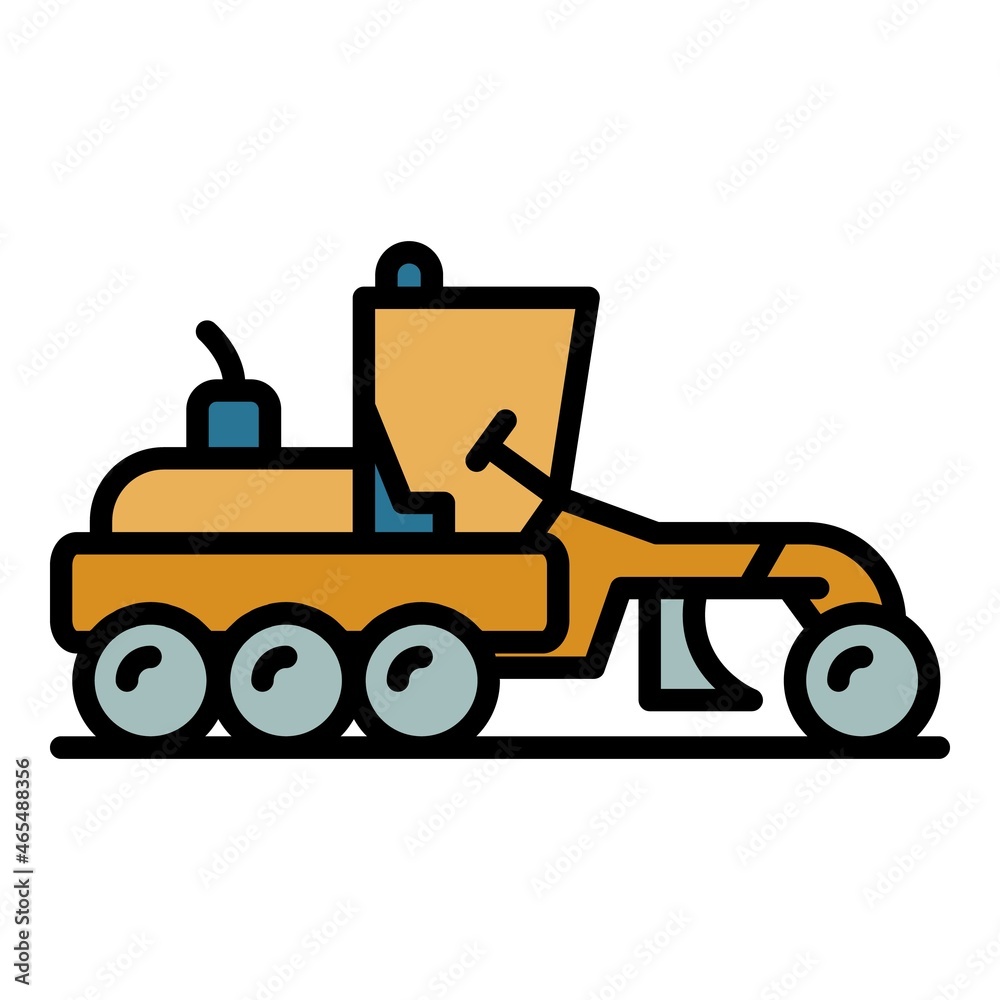 Poster engineering grader machine icon. outline engineering grader machine vector icon color flat isolated