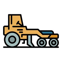 Industry grader machine icon. Outline industry grader machine vector icon color flat isolated