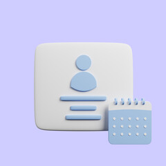 3d illustration of profile with time concept with calendar