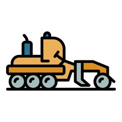 Transport grader machine icon. Outline transport grader machine vector icon color flat isolated