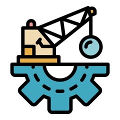 Demolition crane icon. Outline demolition crane vector icon color flat isolated