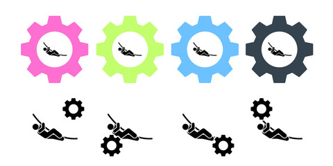 Adventure climbing multisport vector icon in gear set illustration for ui and ux, website or mobile application