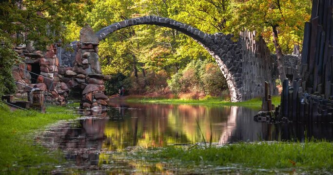 Rakotzbr&uuml;cke Teufelsbr&uuml;cke Kromlau, Sachsen, Germany.	