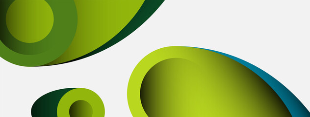 Abstract background. Minimal geometric circles and round style shapes with deep shadow effects. Trendy technology business template for wallpaper banner or background