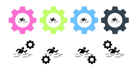 Man swimming adventure vector icon in gear set illustration for ui and ux, website or mobile application