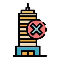 Building under demolition icon. Outline building under demolition vector icon color flat isolated