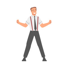 Businessman Wearing Tie Showing Hand Gesture Vector Illustration.