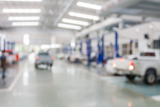 Car Service Centre Auto Repair Workshop Blurred Background