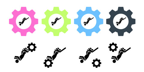 Man adventure bungee jumping vector icon in gear set illustration for ui and ux, website or mobile application