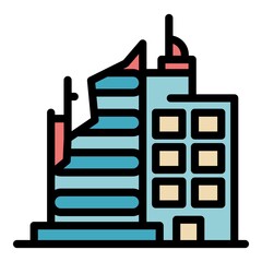Building destruction icon. Outline building destruction vector icon color flat isolated