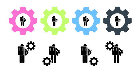 Adventure man explorer map vector icon in gear set illustration for ui and ux, website or mobile application