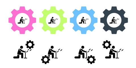 Man flying adventure vector icon in gear set illustration for ui and ux, website or mobile application