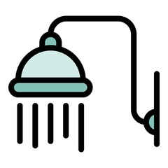 Obraz premium Shower icon. Outline shower vector icon color flat isolated