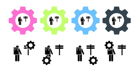 Adventure man road direction way vector icon in gear set illustration for ui and ux, website or mobile application
