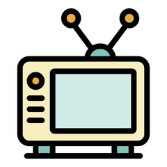 Television icon. Outline television vector icon color flat isolated