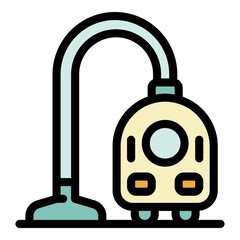 Vacuum cleaner icon. Outline vacuum cleaner vector icon color flat isolated