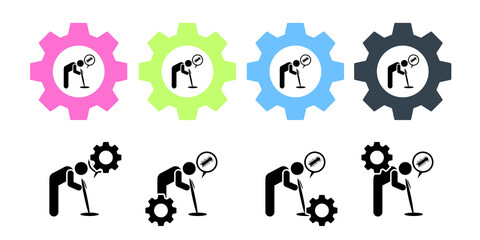 Vomit, man, puke vector icon in gear set illustration for ui and ux, website or mobile application