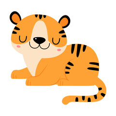 Cute Little Striped Tiger Cub with Orange Fur Vector Illustration