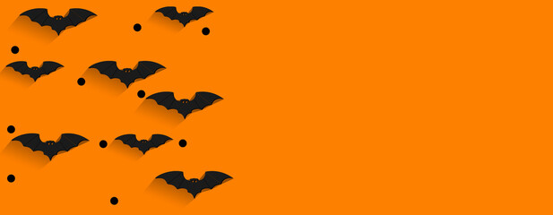 Happy Halloween banner. Isolated bat design with copy space