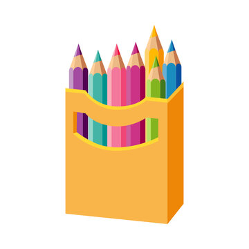Colorful Pencils in Box as Kids Toy Vector Illustration
