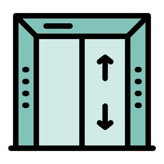 Hotel elevator icon. Outline hotel elevator vector icon color flat isolated