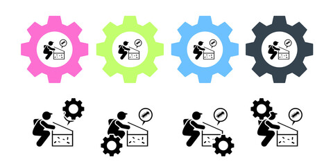 Check, fine, summon vector icon in gear set illustration for ui and ux, website or mobile application