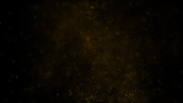 Gold glitters on black background 4k footage
